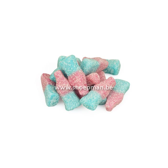 Flesjes snoep, blauw snoep, roze snoep, blauw-roze flesjes