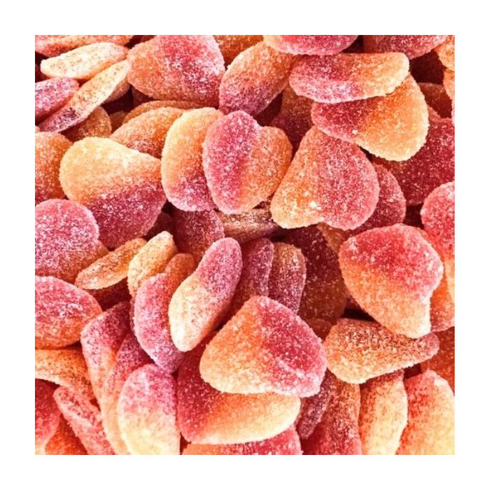 perzik snoep, snoep hartjes, oranje hartjes