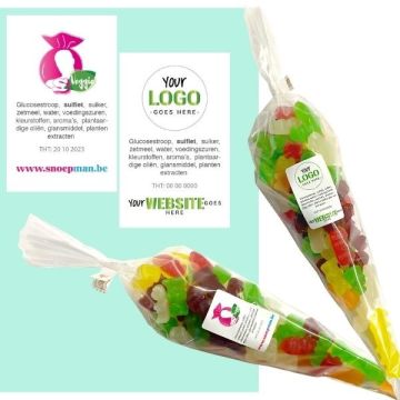 Bedrukte snoepzakjes met logo & 1 snoepsoort als inhoud