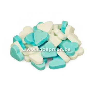 Mini vruchtenhartjes - blauwe hartjes en witte hartjes -